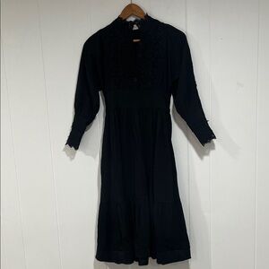 Chic Black Long Sleeve Dress with Lace Detail